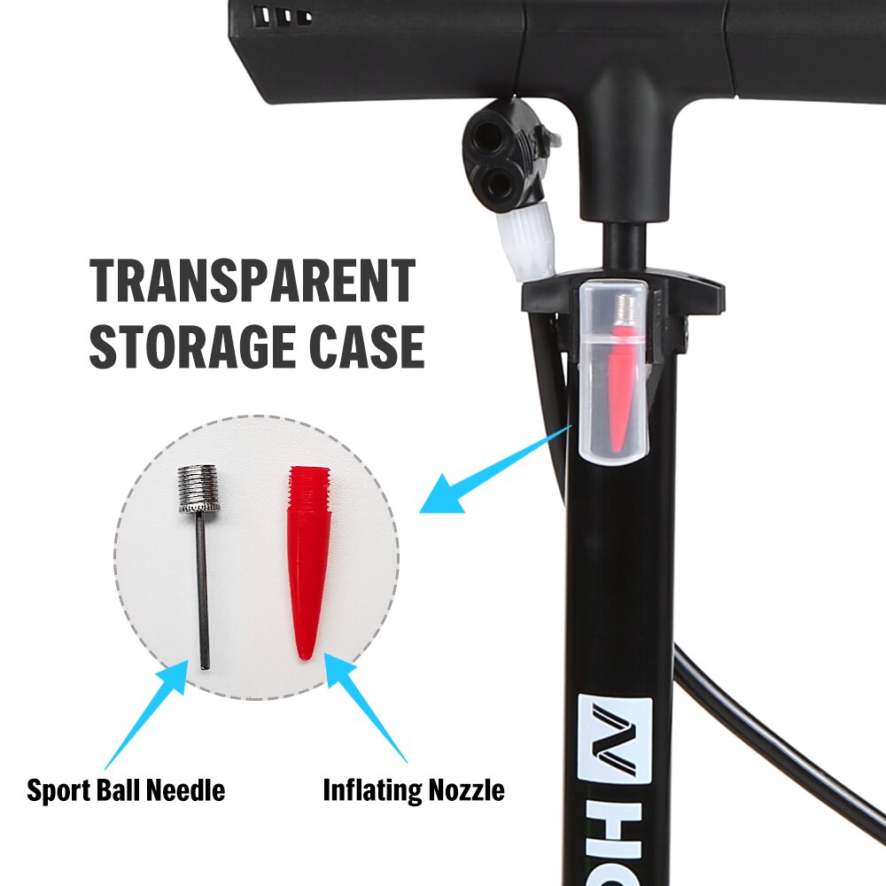 Pomp cykel gulvpumpe med måler presta schrader ventil adapter 160 psi fod cykel pumpe luft inflator dæk pumpe road mtb cykel pumpe