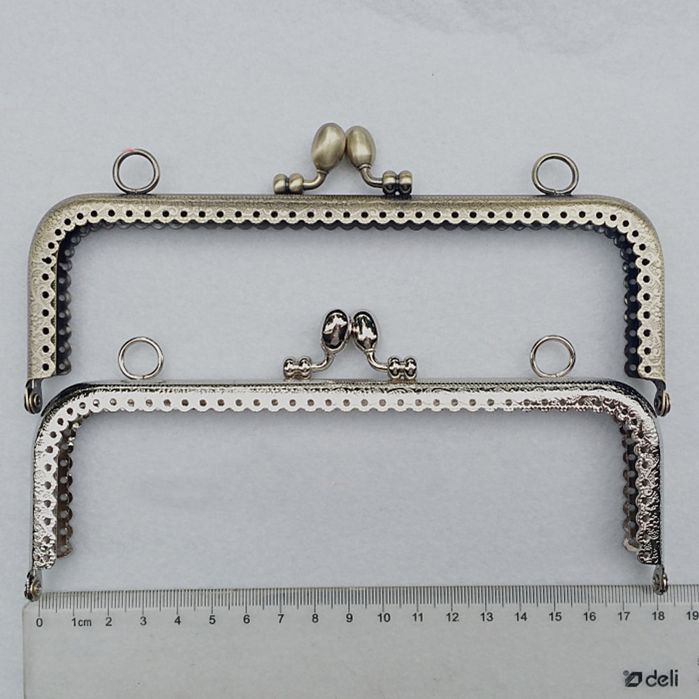 DIY vrouwen purse frame accessores kus gesp rechte kartelen metalen tas sluiting 5 stks/partij 18 cm