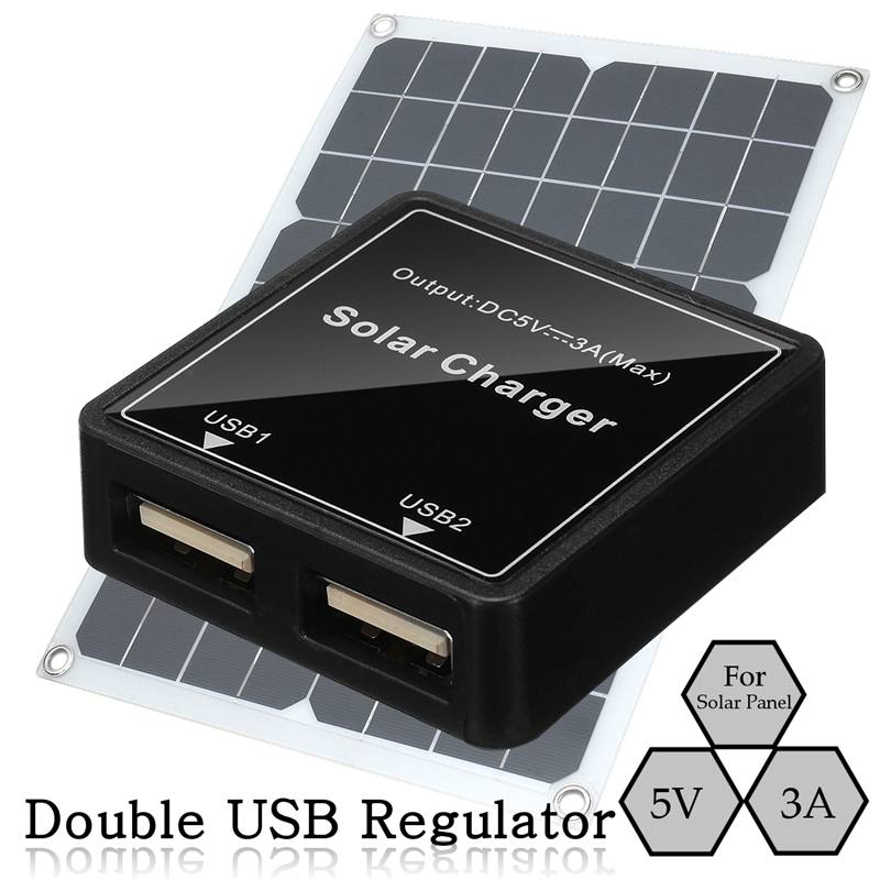 DIY Solar Wire Box 5-20V to 5V 3A Regulator Solar Double USB Junction Box For Solar Panel for Mobile phone MP3 MP4 fan etc