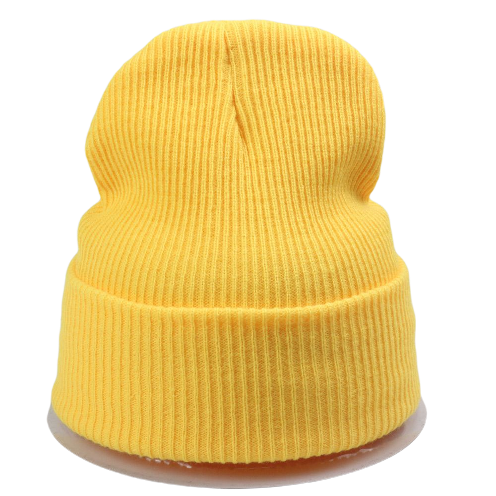 Blank Solid Winter Knit Beanie Hat for Women Men Stretch Soft Stylish Black Orange Yellow Beige Dark Green