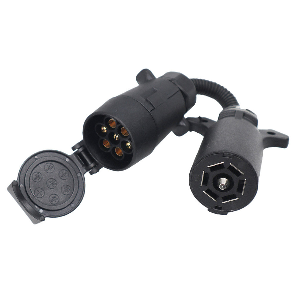 7 Blade RV To 7 Pin Trailer Connector Towbar Towing Plug Adapter Durable Waterproof RV Plugs Socket Adapter Protects Accessories