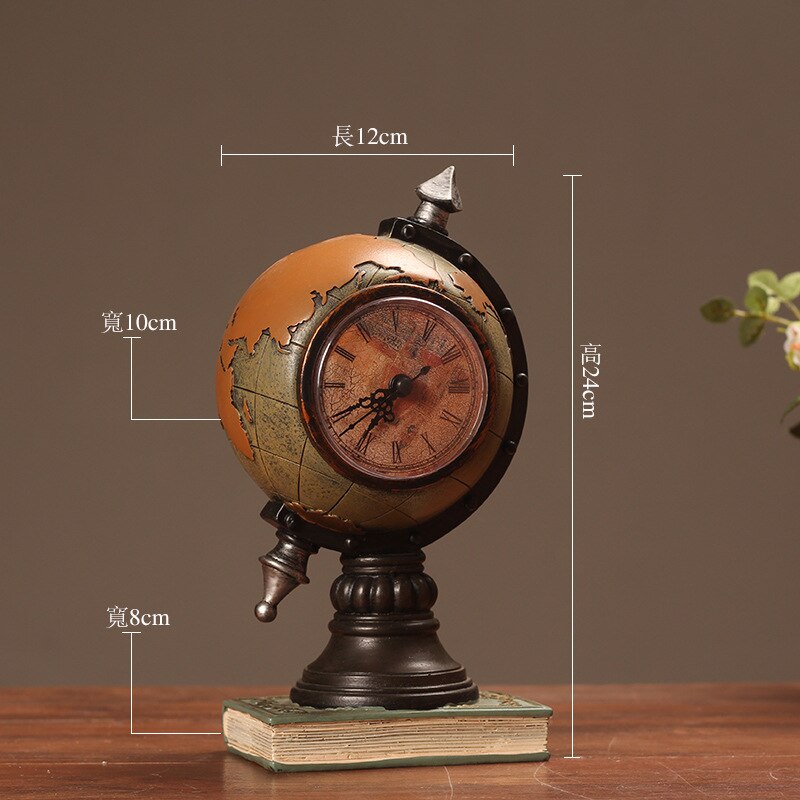 Desktop ornament vintage ur globus model ur hjem stue skab veranda sæde ur kontor dekorationer ornamenter wf: Gul