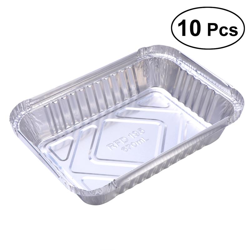 10 Pcs Disposable BBQ Drip Pan Tray Aluminum Foil Tin Liners for Grease Catch Pans Replacement Liner Trays Without Cover