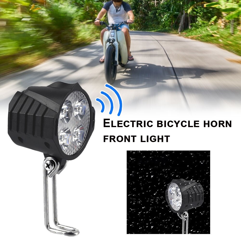 Elektrische Fiets Led Koplamp 12W 12V-80V Waterdichte E Bike Front Light Zaklamp 4 Verlichting Met hoorn Voor Ebike