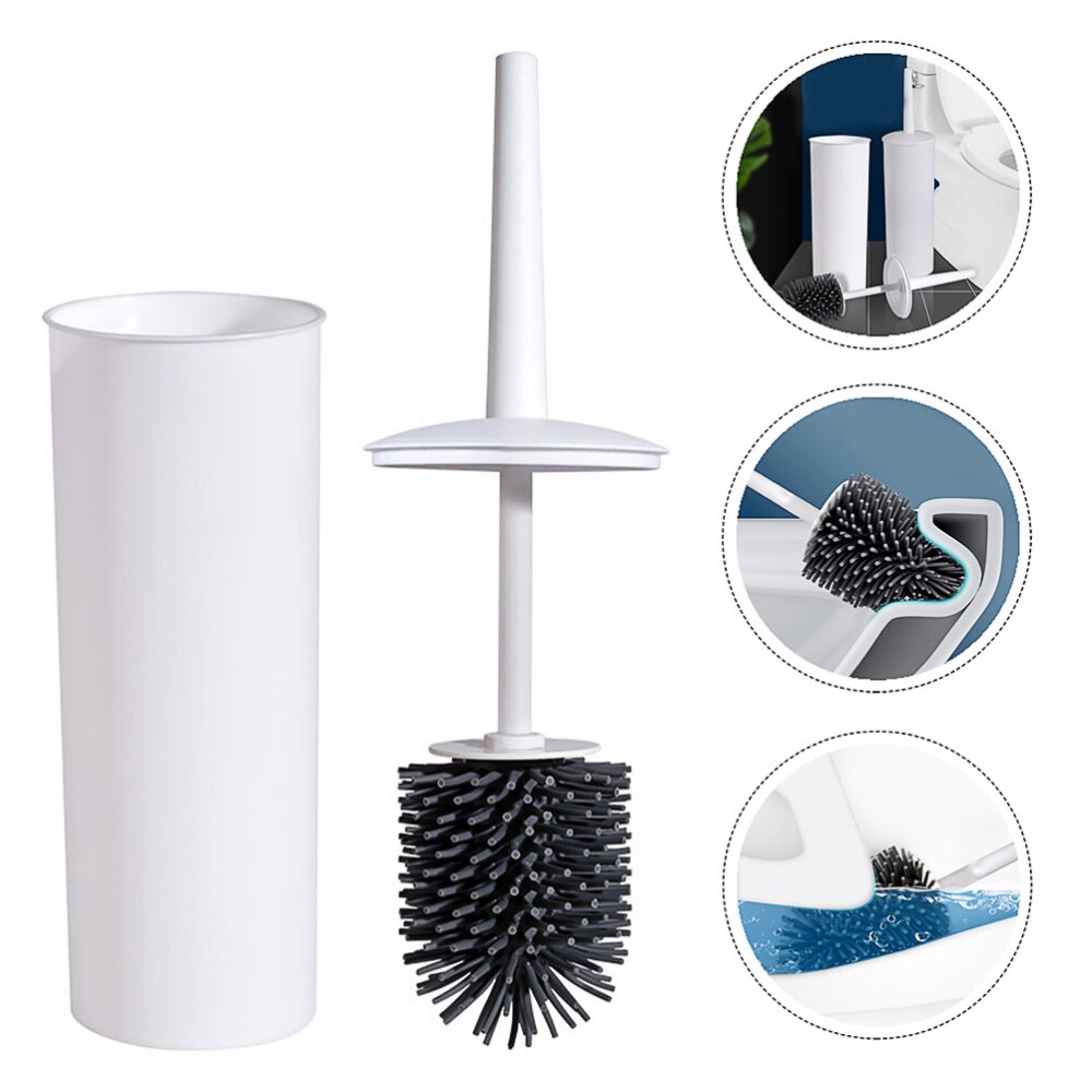 1 Set Soft Practical Long Handle Toilet Brush Set Bathroom Brush Cleaning Brush Toilet Brush And Holder for Store: Default Title