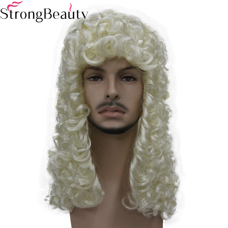 StrongBeauty Synthetic Judge Wig Nobleman Curly Hair Historical Blonde Gray Black Wigs