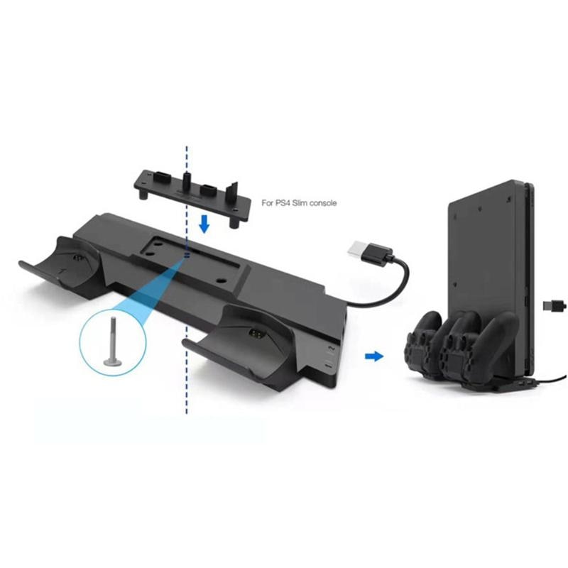 PS4 Vertical Cooling Stand - Charging Dock Station w/ HUB for PS4, PS4 Slim, PS4 Pro