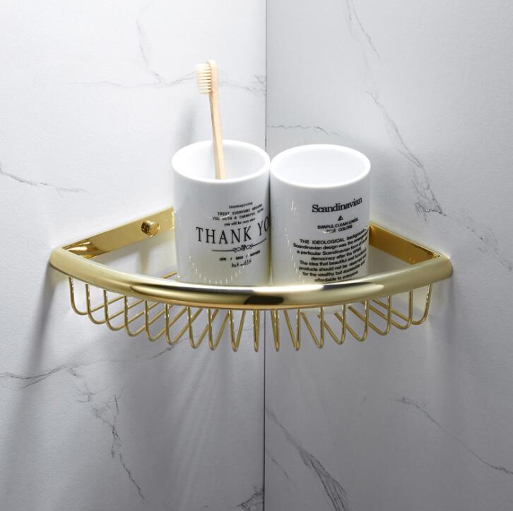 Koper Handdoekenrek Europese Stijl Golden Badhanddoek Rack Badkamer Badkamer Kamer Plank Hardware Hanger Set Bad Hardwares: single corner shelf