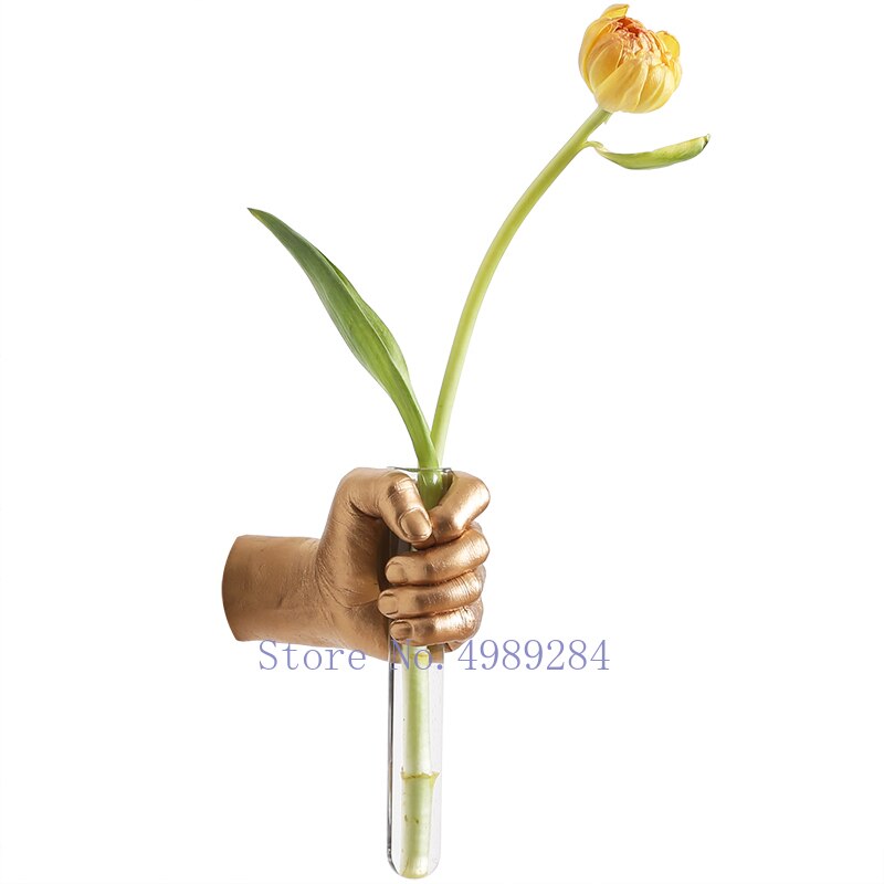 Harpiks glas vægmonteret vase blomst holder hånd abstrakt væg hængende dekoration blomsterarrangement boligindretning