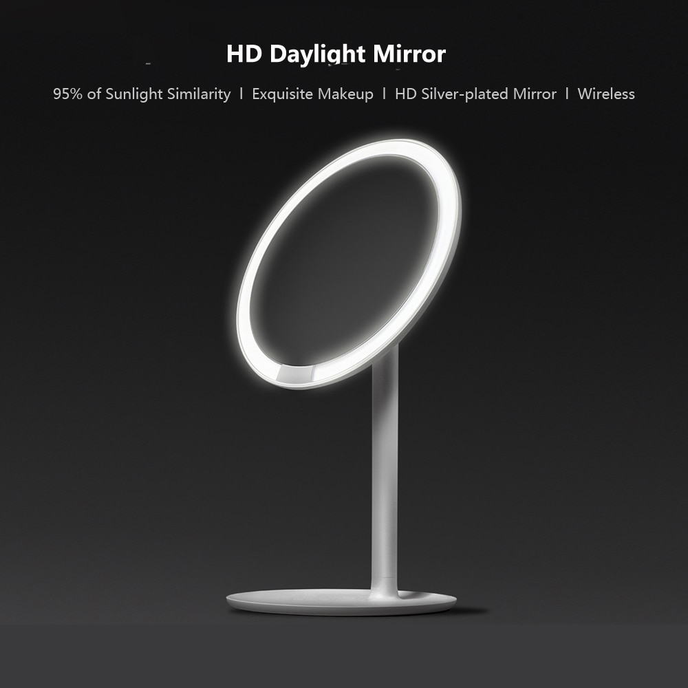 Xiaomi Mijia AMIRO HD Mirror Dimmable Adjustable Countertop 60 Degree Rotating 2000mAh Daylight Cosmetic Makeup Led Mirror