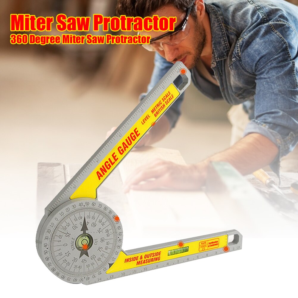 360 Degree Calibration Miter Saw Protractor Finder Angle Finder Miter Gauge Goniometer Angle Finder Arm Measuring Ruler