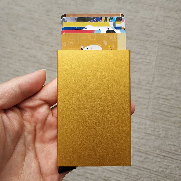 Automatische Aluminium Cardprotector Credit Kaarthouder Legering Business ID Multifunctionele Kaarthouders Metalen Kaarthouder voor Mannen Vrouwen: golden