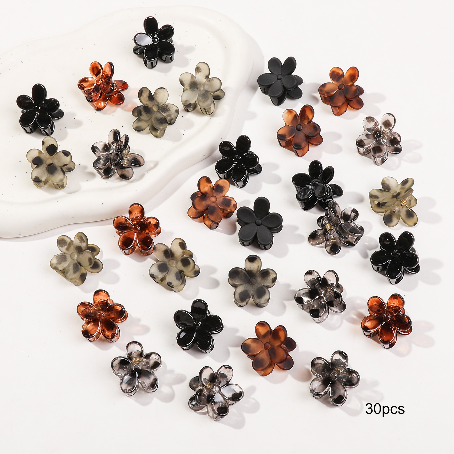 Paquete de mini pinzas para el cabello con flores para mujer: pinzas para peinar sin arrugas para flequillo y peinado pequeño: Champán