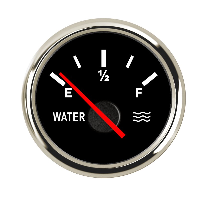 0~190ohm Water Level Gauge Car Boat Water Tank Level Indicator Meter 9~32V With Backlight: Black Silver