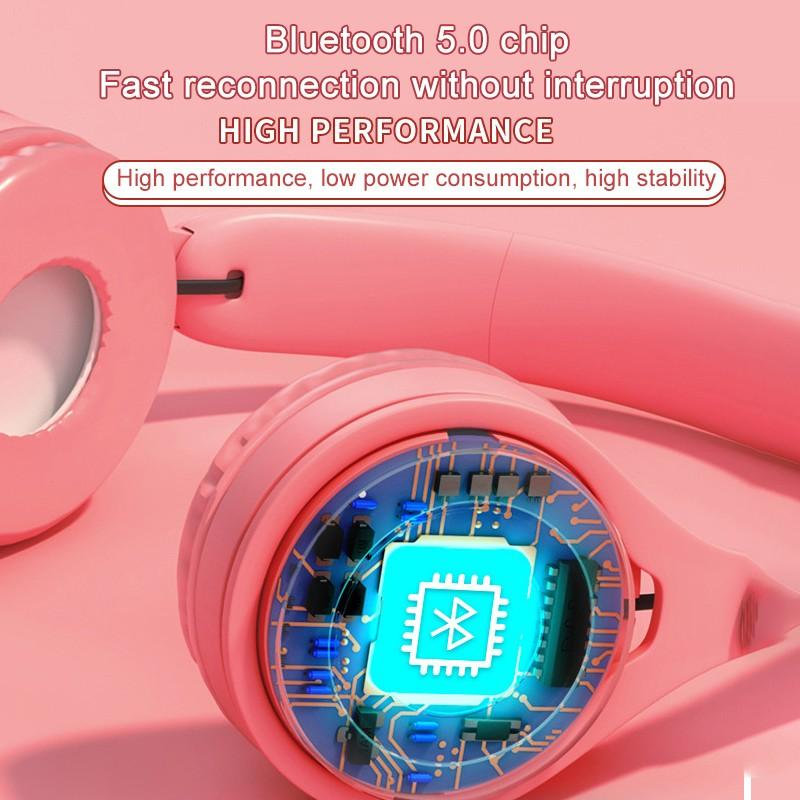 Bluetooth Wireless Headphones Macaron Color Hifi Music Auto Pairing Earphones Can Inserted TF Card Blue Pink Yellow Headsets