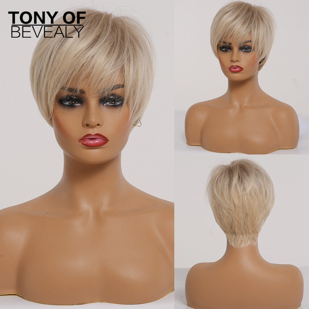 Bob corto-Peluca de cabello lacio Castaño para mujer, pelo sintético con flequillo, capas esponjosas, pelucas para uso diario, fibra resistente al calor: ss165-2