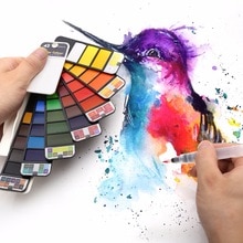 Überlegene 18/25/33/42 farben Solide Aquarell Malen einstellen Mit Wasser Pinsel Stift Tragbare Wasser farbe Pigment Für Zeichnung