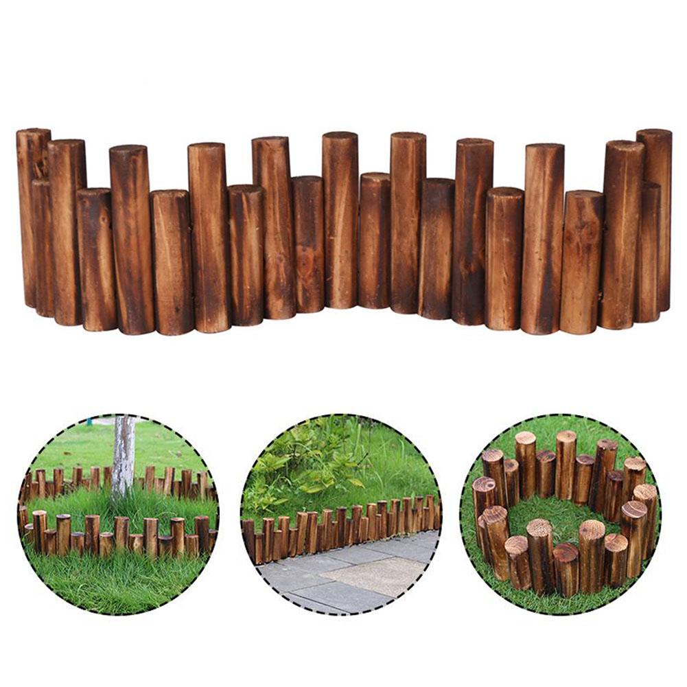 Anti-Corrosion Log Roll Border Easy Plug-in Fence Anti Corrosion Resistant Wooden Edging Fence for Flower Beds Lawns Paths