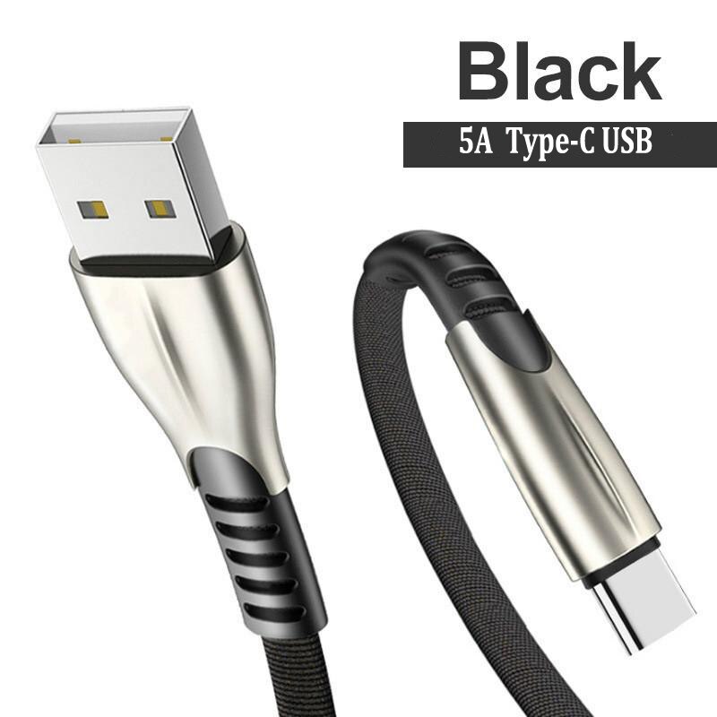 5A USB Tipo-C Veloce di Ricarica di Sincronizzazione di Dati del Cavo Micro USB Per Samsung S10 S9 S8 + S7 S6 bordo Nota 4 5 8 9 10 Pro In Lega di Zinco Cavo: Black For Type-c USB