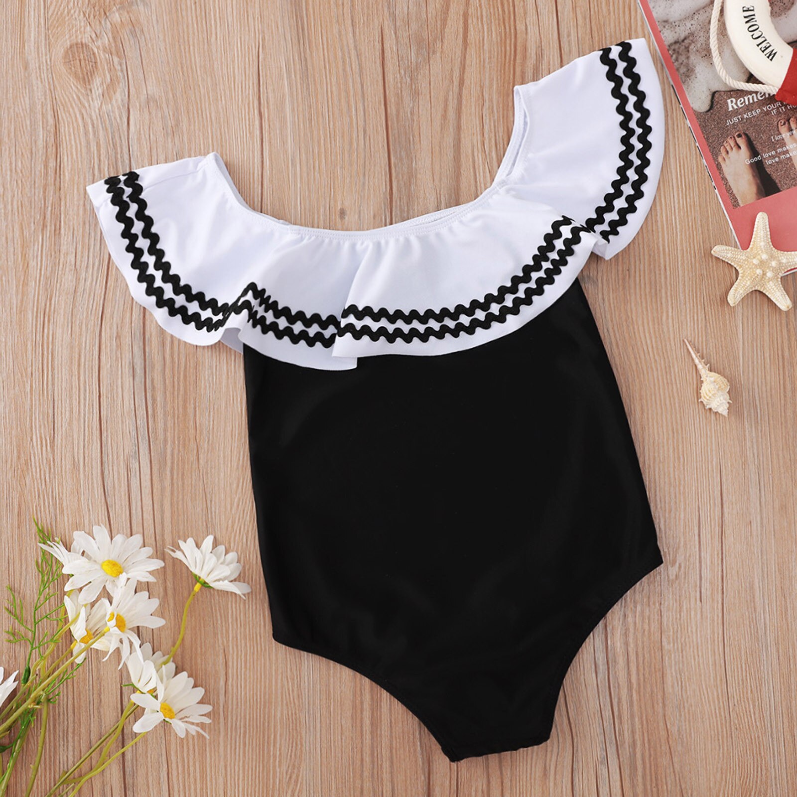 #56 Toddler Girls Kids Swimsuit Wave Flying Embroidery One-piece Swimsuit Summer Bathing Solid Купальники Для Девочек