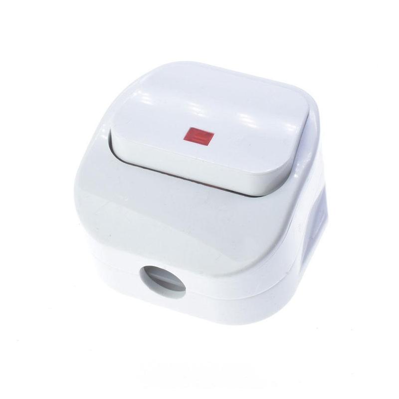 13A 250V AMP UK Plug with White Switch Switched Mains Plug Light Indicator Neon Red White K1Z2