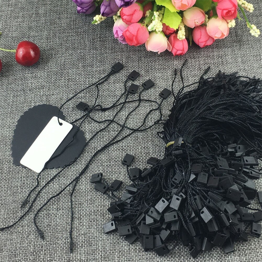 1000 Pcs/bag Clothing Hanger Tag String Nylon Black White String With Push Locker String Snap Lock Clothing Sewing Accessories