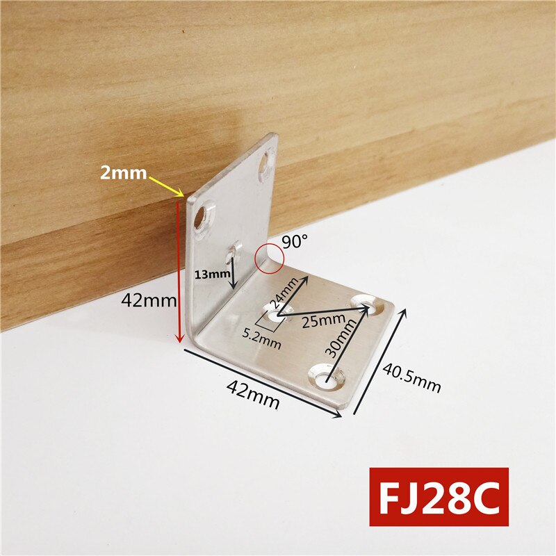 Square shape 90 Degree Stainless Steel Angle Corner Brackets Fasteners Protector Corner Stand Supporting Furniture Hardware: FJ28C