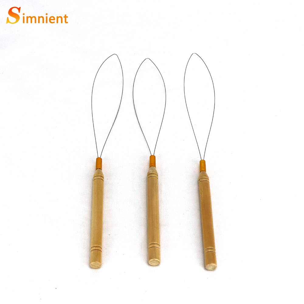 Extensiones de Cabello Micro anillos conexiones cuentas enhebrador de aguja alambre gancho de extracción herramienta utilizada para cabello humano extensión de plumas: 3pcs