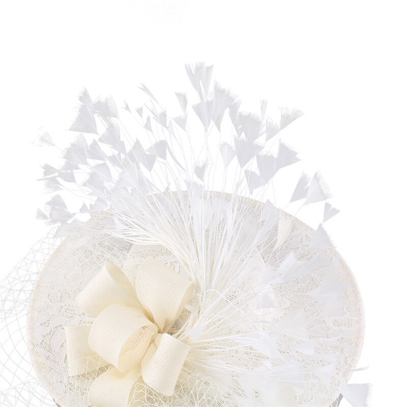 Janevini Grote Elegante Vrouwen Hoeden Bruiloft Facinators Linnen Mesh Birdcage Veil Ivoor Prinses Bruid Kant Hoed Accesorios De Novias