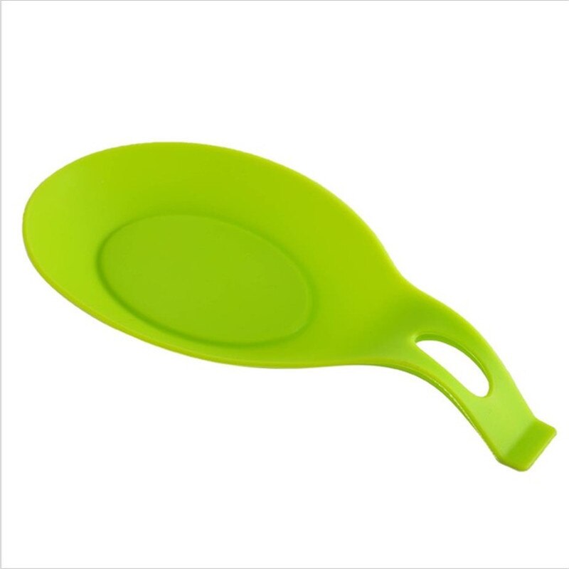 Multipurpose Silicone Spoon Rest Pad Food Grade Heat Resistant Silica Gel Spoon Put Mat Device Kitchen Utensils Dishes 50%: green
