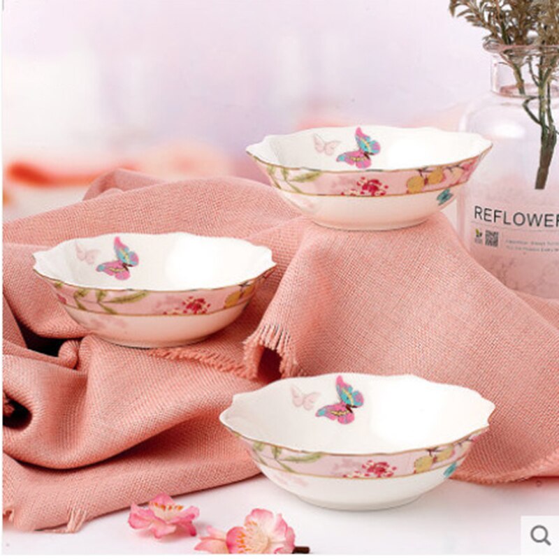 European Style Lace Dinner Plate Fruit Plate Ceramic Tableware Plate Western Food Steak Plate Soup Bowl Food Container
