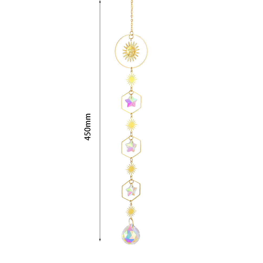 Hanging Crystal Suncatcher Star Craft Sun light Catcher Window Car Moon Bell Pendant Rainbow Maker Home Garden Wall Wind Chime: L