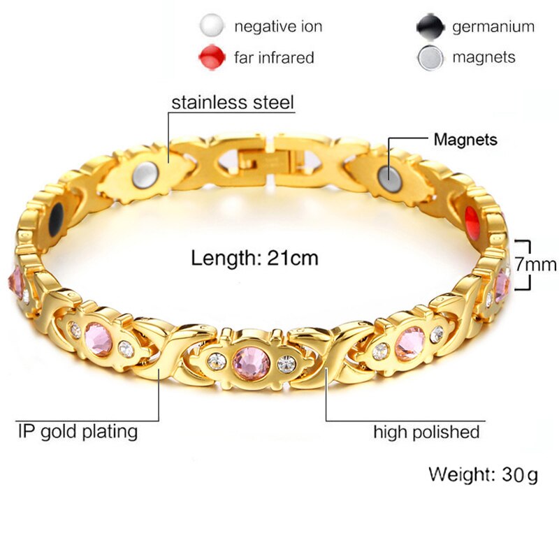 99.99% Pure Germanium Gezondheid Armband Voor Mannen Vrouwen Korea Populaire Rvs Magnetische Toermalijn Energie Power Sieraden