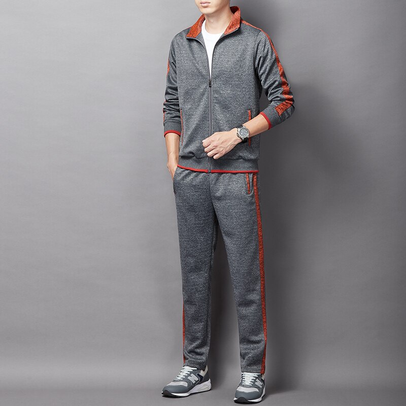 2 Stuks Herfst Trainingspakken Mannen Sport Set Jas Broek Fitness Pak Rits Fitness Comfortabele Sportkleding Set Mannelijke Jogger Running: Donkergrijs / 3XL