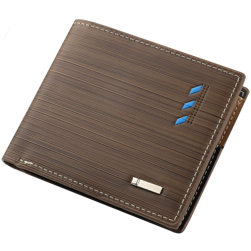 Short Wallet Microfiber Synthetic Leather Short Wallets Men Stripe Male Purse Coin Pouch Multi-functional Cards