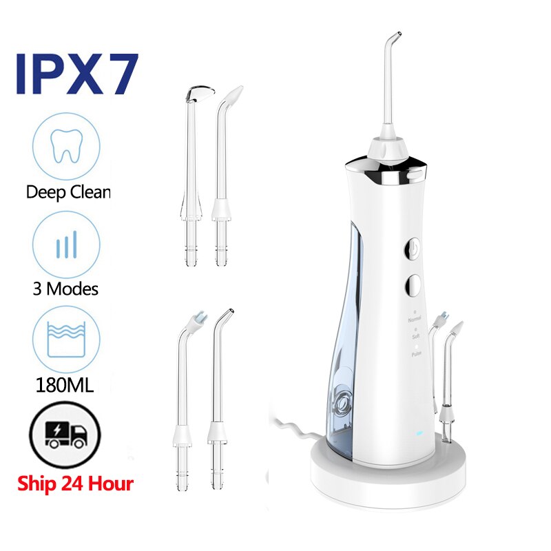 Dental Oral Irrigatie Usb Draadloze Draagbare Water Flosser Voor Mond Schoon Handvat Monddouche Tandarts Hygiëne 300Ml Water Tank