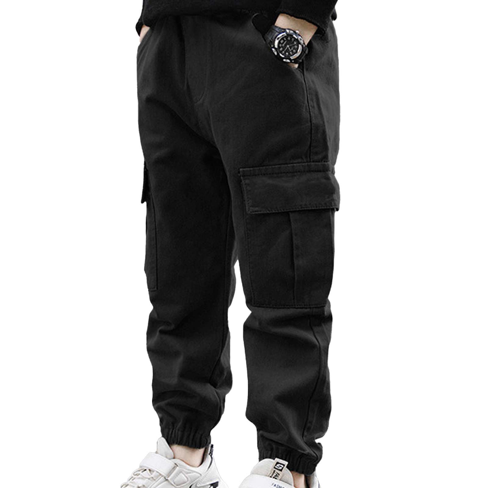 Boys Pants Cargo Pants Kid Sport Pants Jogger Tracksuit for Hiking Jogging Sweatpants Sportswear Children&#39;s Trousers: Black / 12