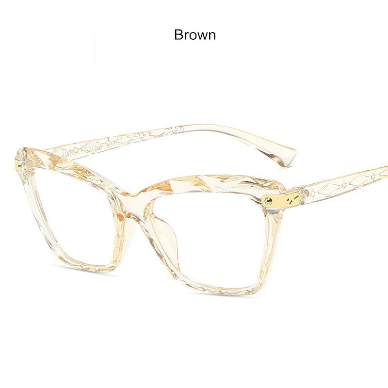 Vintage cat eye damesbril anti-blauw licht optiek bijziendheid brilmontuur heren computerbril plastic: Kastanjebruin