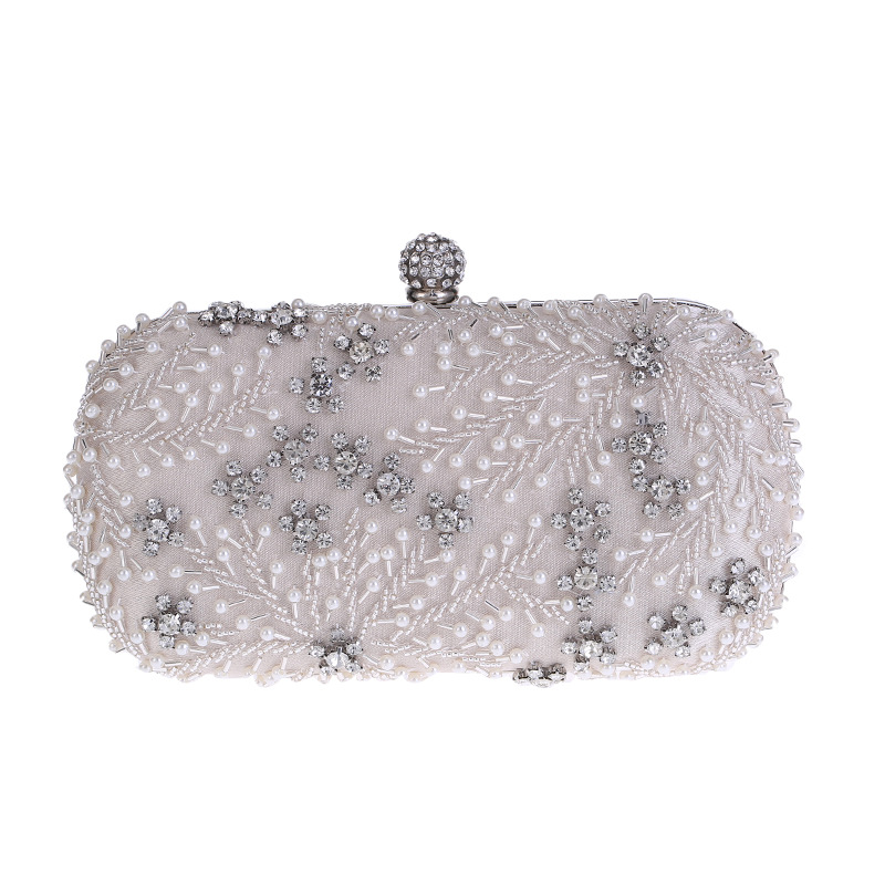 Women's Clutch Bag Crystal Pearl Clutch Purse Luxury Handbag Embroidery Evening Bag Wedding Bag for Bridal Shoulder Bag ZD1529: Apricot