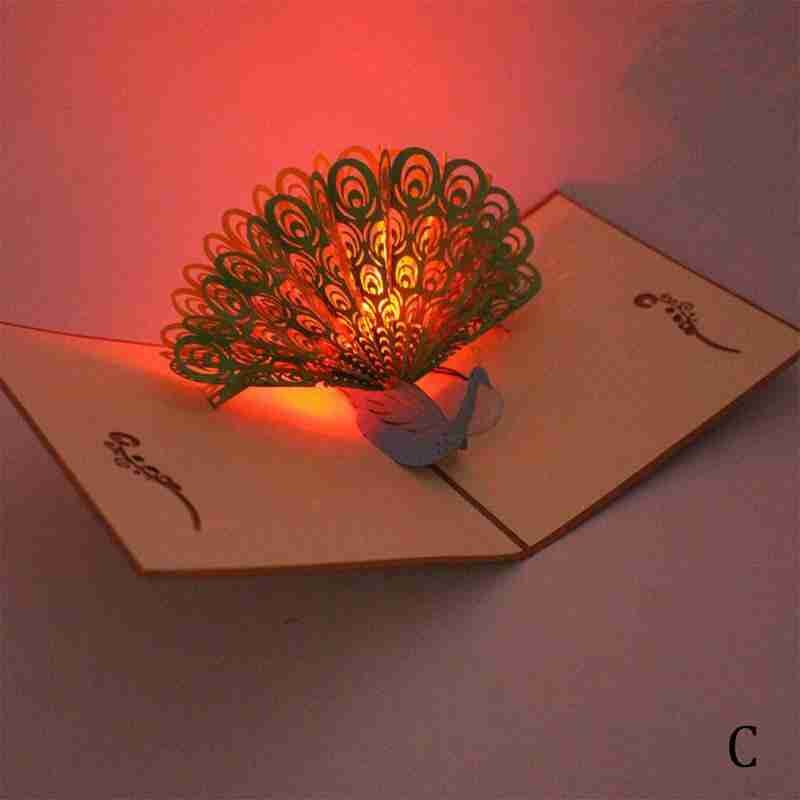 Anniversaire musique lumière carte de voeux noël et voeux 3D carte stéréo année F0W3: C