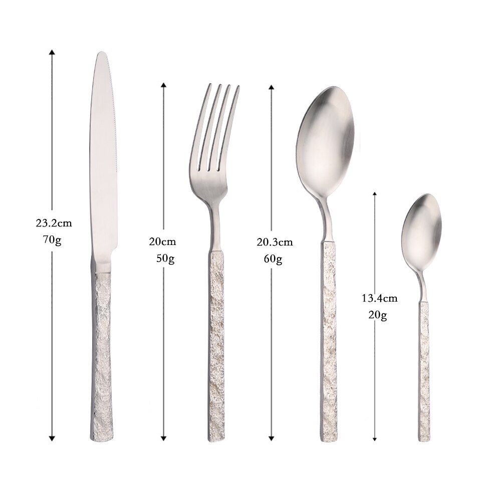 Silver Matte Flatware Cutlery Set Silver Dinner Set Classic Restaurant 304 Stainless Steel Kitchen Wedding Dinnerware Tableware: 1Set
