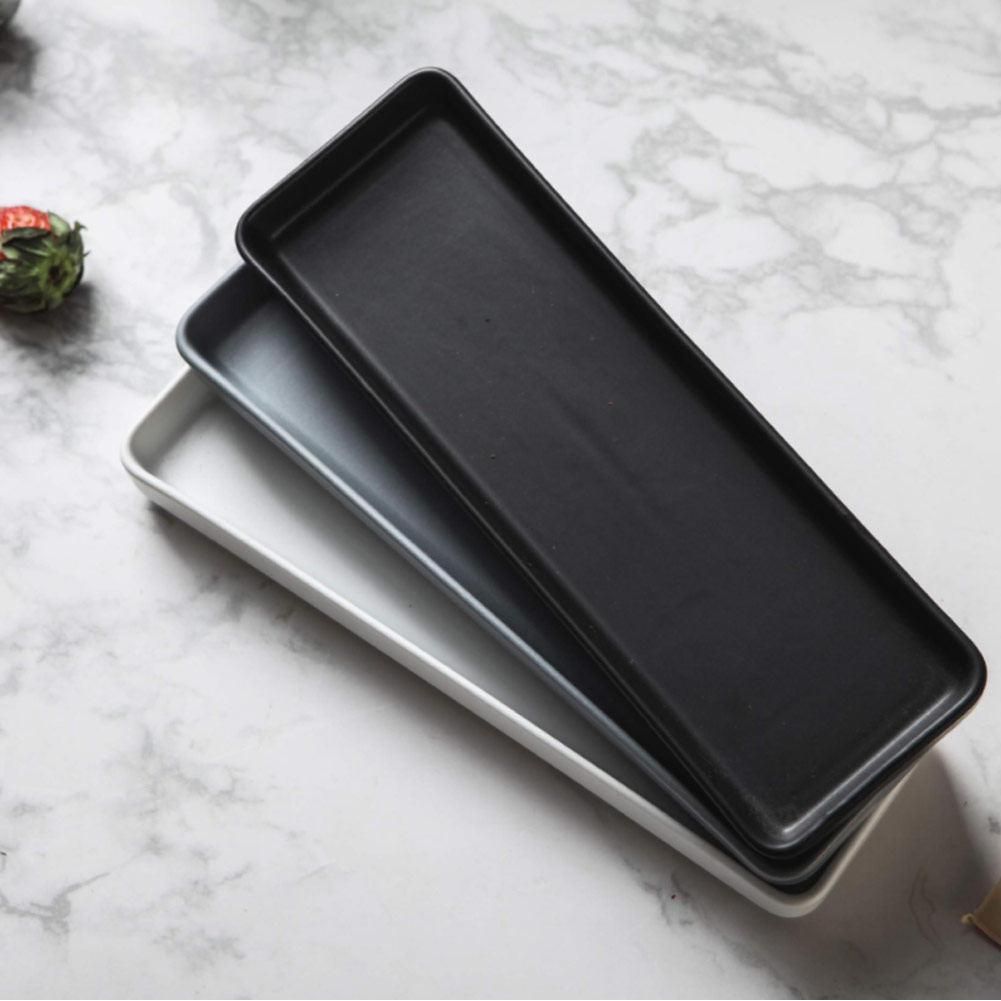 Rectangular Serving Platters Porcelain Matte Ceramic Sushi Sashimi Trays Bowl Sub - Plate Japanese Tableware Food Container
