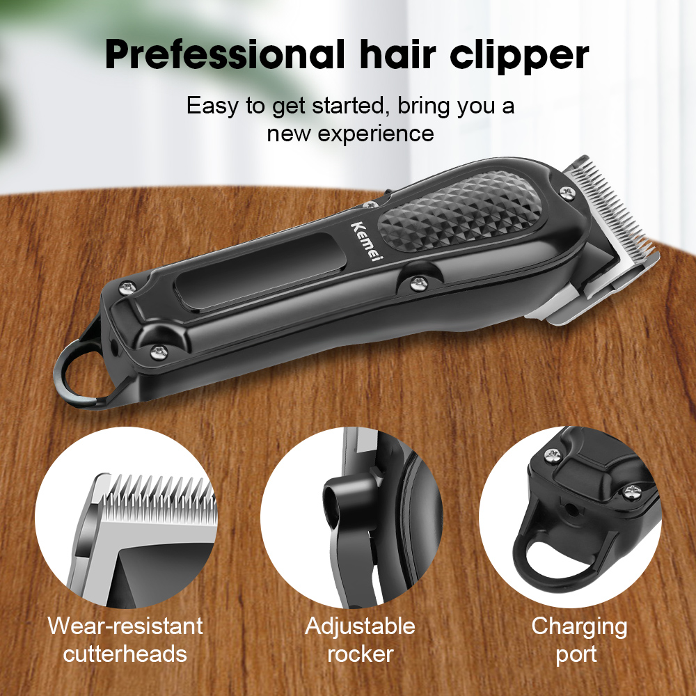 Kemei KM-1071 Electric Hair Clipper UBS Rechargeable Cordless Beard Trimmer Men Powerful Electric Hair Clipper Trimming Tool