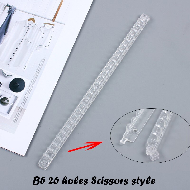 A5 B5 Crystal Loose-leaf Binder Transparent 20/26 Hole Bind Circle Calendar Ring Notebook Cover Diary Index Separator Organizer: B5 Scissors clip