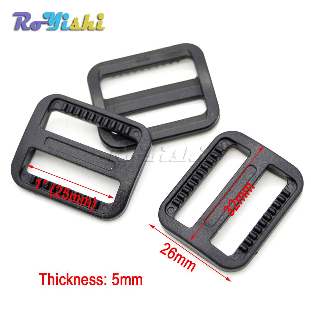 10pcs/pack 1" Black Plastic Slider Tri Glide Adjustable Buckles Webbing Size 25mm