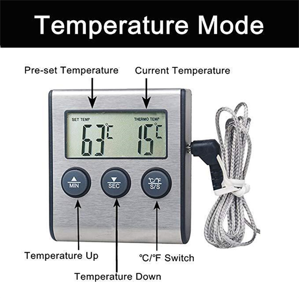 Kitchen Digital Cooking Thermometer Meat Food Temperature For Oven BBQ Grill Timer Function with Probe Heat Meter for Cooking