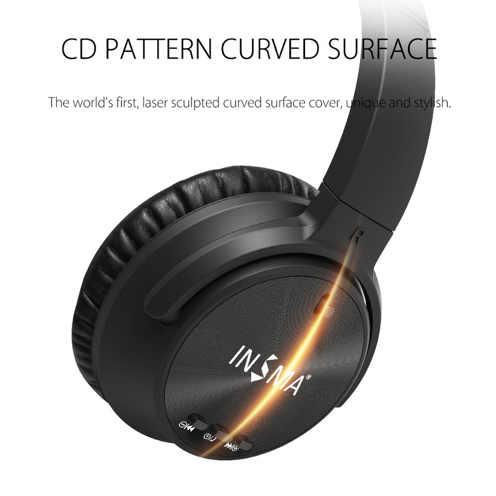 INSMA ANC bluetooth casque actif suppression du bruit casque sans fil avec Microphone écouteur basse profonde musique 20H temps de jeu