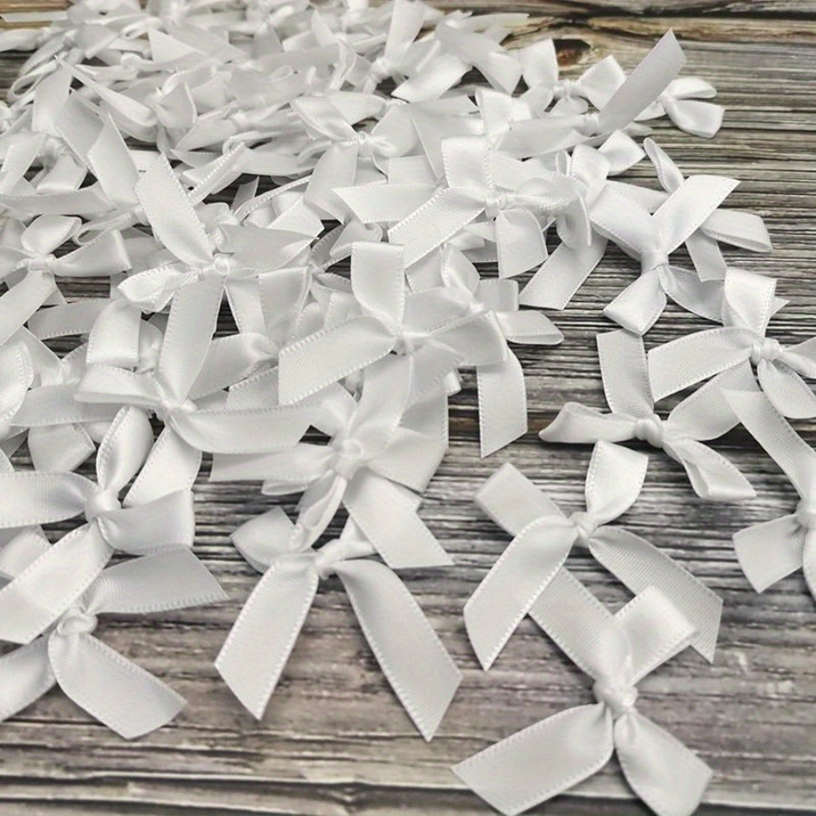 100 unids/pack lazos de cinta rosa fresco tamaño pequeño lazo de cinta de satén flor artesanía decoración trabajo hecho a mano decoración de DIY: Amarillo fluorescente