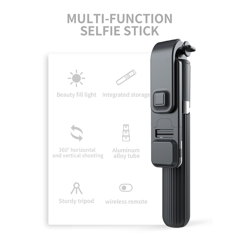 Kabelloser bluetooth-selfie-stick, faltbares mini-stativ, tragbarer handyhalter mit fülllicht für ios- und android-smartphones