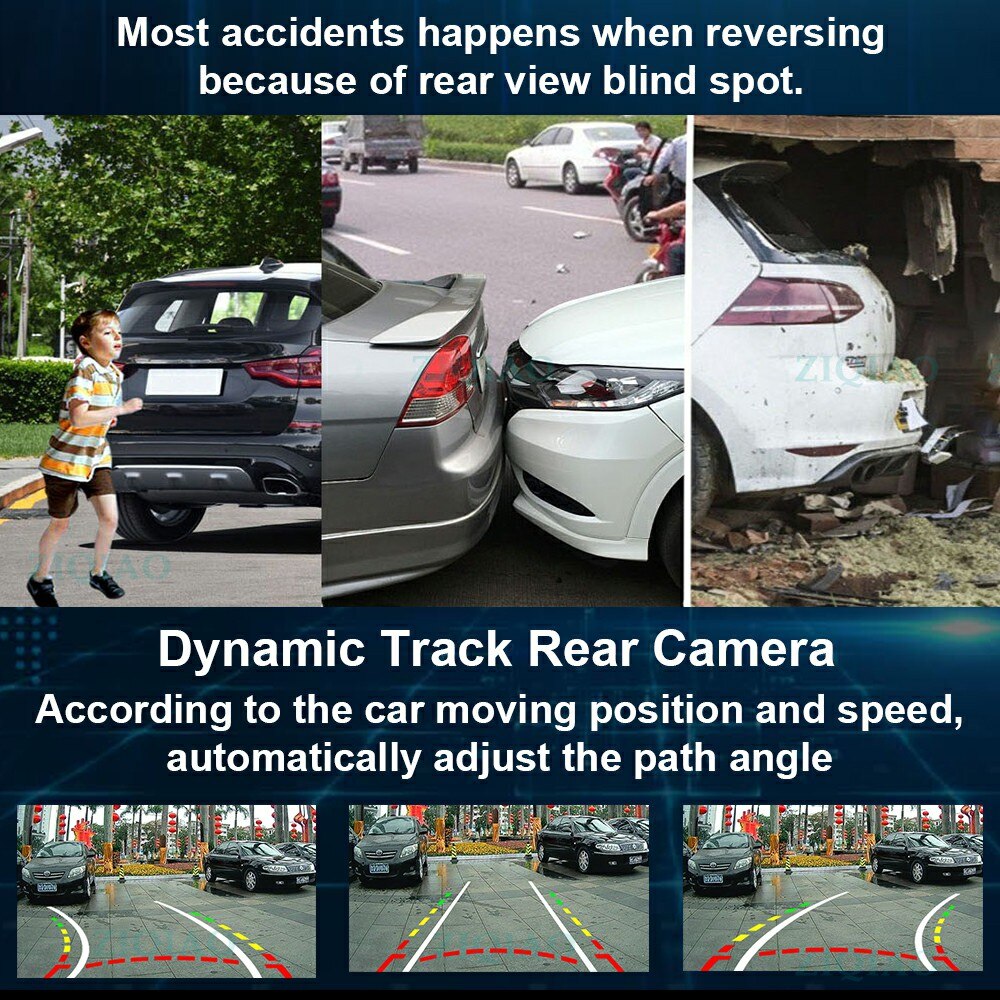 Ziqiao bilparkering backkamera hd universell dynamisk bana guide linje backkamera  hs069